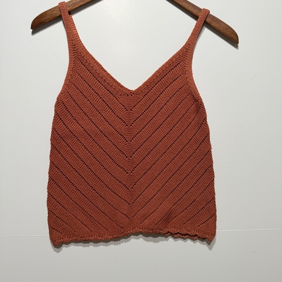 Becaal Tops - Becaal Women's V Neck Knit Orange-Pink Tank Top, Size M/L